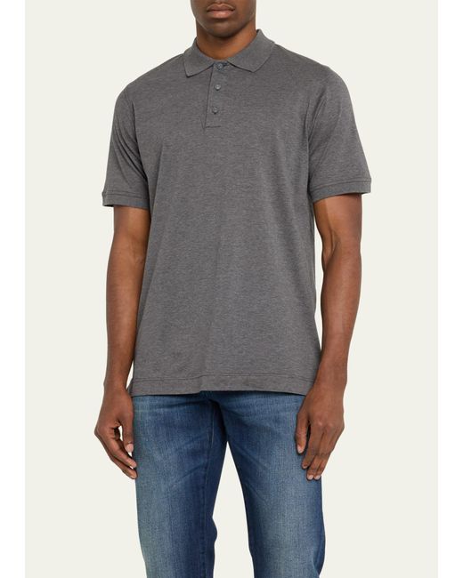 Kiton Gray Cotton Pique Polo Shirt for men