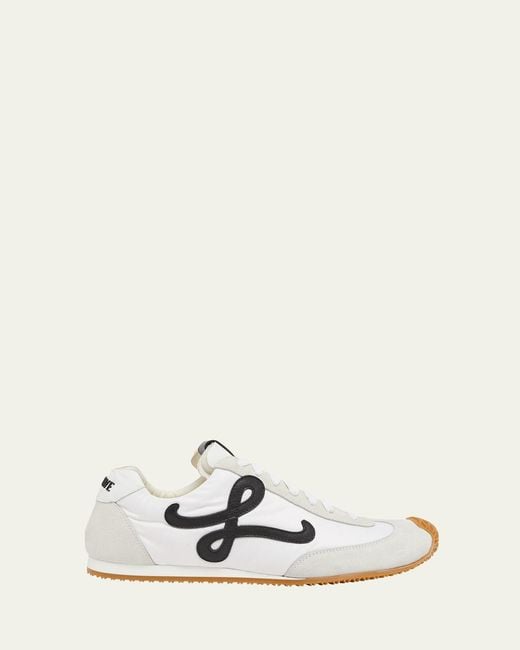 Loewe Natural Flow Runner Suede And Leather Sneakers