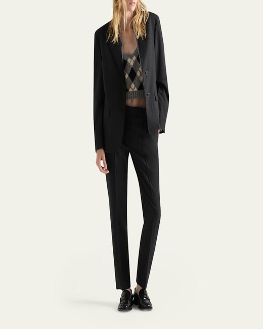 Prada Black Superfine Wool Tailored Pants