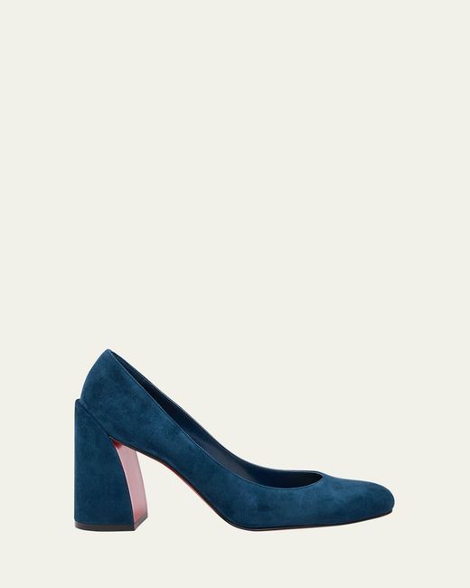Christian Louboutin Blue 85Mm Miss Sab Suede Sole Pumps
