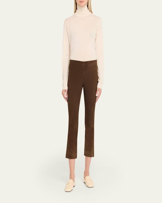Vince Black Stretch-Suede Split Hem Crop Pants