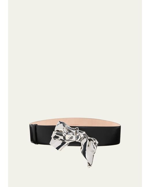 Alexander McQueen White The Metal Fold Leather Belt