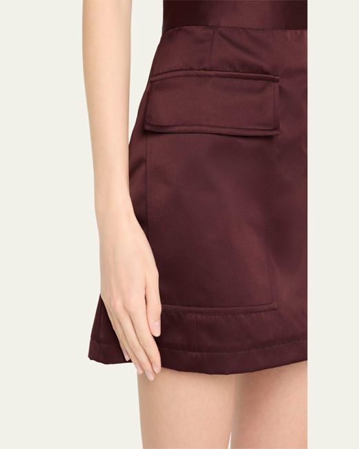 Plan C Red A-Line Satin Mini Skirt