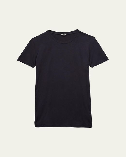 Zegna Black Slim Fit Micromodal Crewneck T-Shirt for men