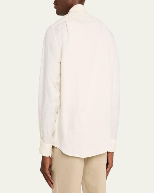 Ralph Lauren Natural Silk And Linen Flap Pocket Button-Down Shirt for men