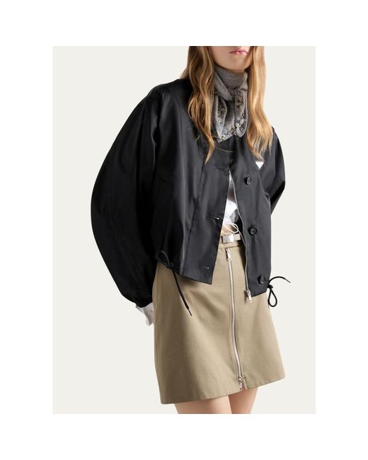 Prada Black Logo Drawstring-Hem Jacket