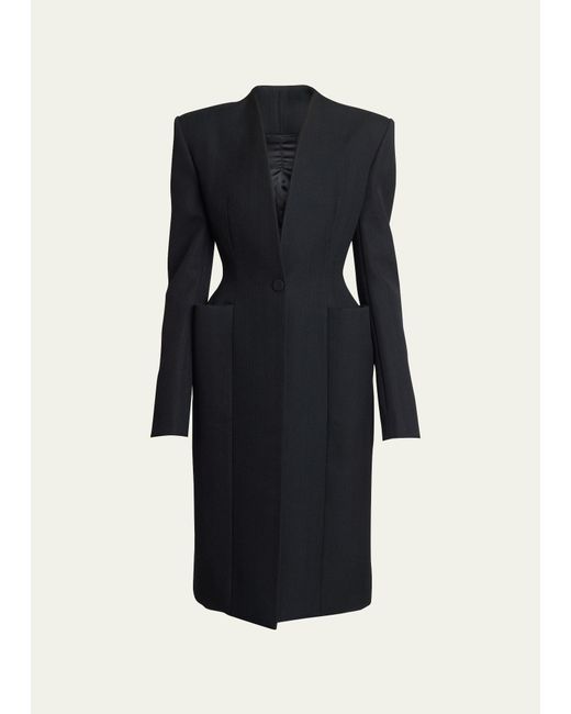 Givenchy Blue Hourglass Wool Top Coat
