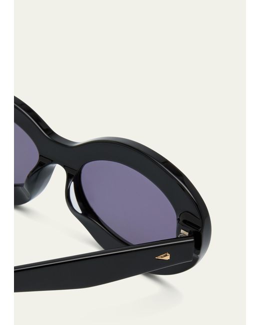 Karen Walker White Beveled Acetate Oval Sunglasses