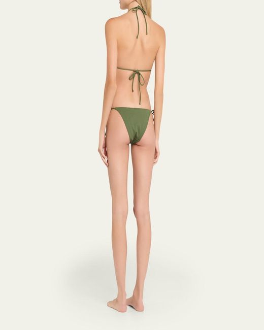 Matteau Green String Triangle Bikini Top