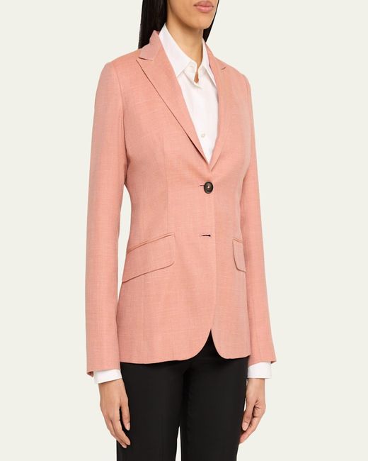 Kiton Pink Wool-Blend Single-Breasted Blazer Jacket
