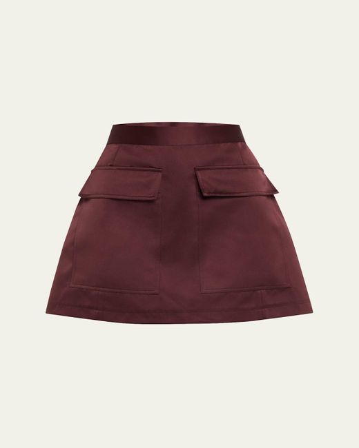 Plan C Red A-Line Satin Mini Skirt