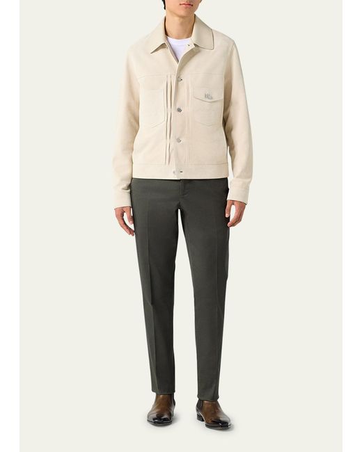 Berluti Natural Suede Button-front Blouson Jacket for men
