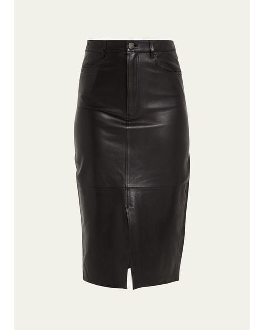 FRAME Black The Leather Midaxi Skirt