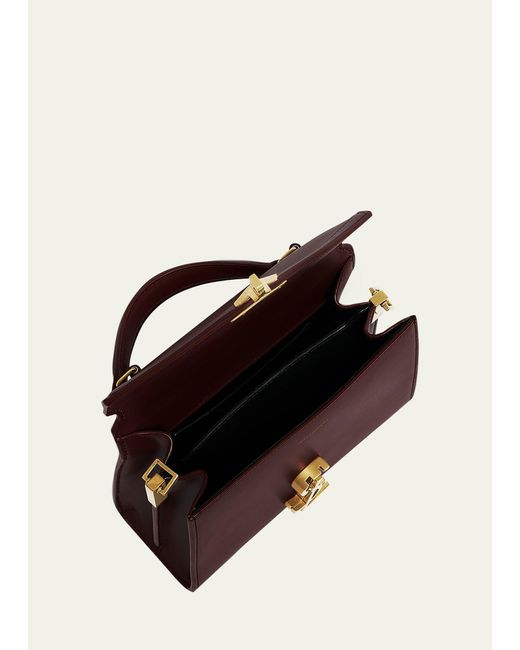 Saint Laurent Green Cassandre Mini Monogram Ysl Box Calf Top-handle Bag