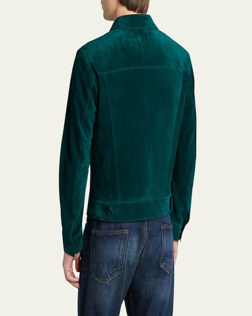 Tom Ford Green Suede Snap-Front Western Jacket for men