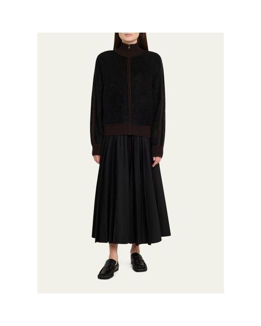 6397 Black Zip-Up Bouclé Track Jacket