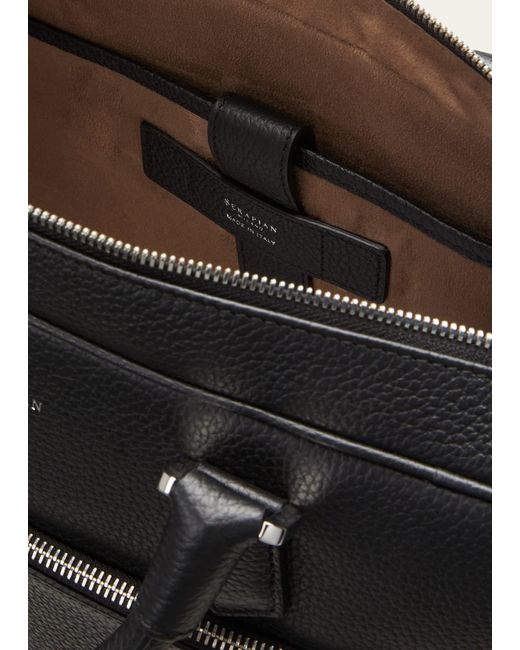 Serapian Black Cachemire Leather Slim Briefcase for men