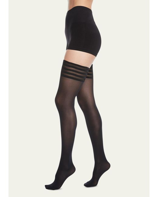 Wolford Black Velvet De Luxe Stay-up Thigh Highs