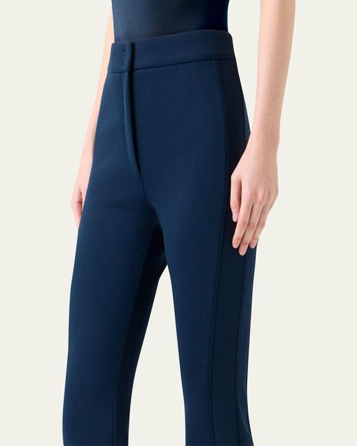 Akris Blue Faris Side-Stripe Techno Neoprene Bootcut Pants