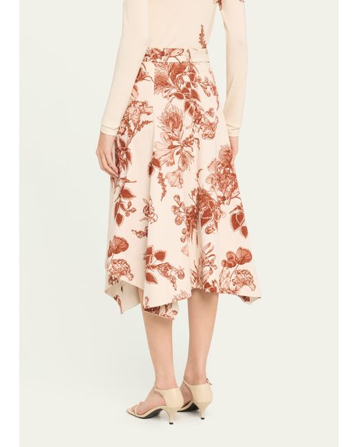 Jason Wu Pink Floral Fold-over Waistband Handkerchief Midi Skirt