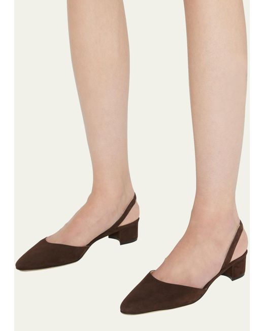 Manolo Blahnik Aspro Suede Slingback Ballerina Pumps | Lyst