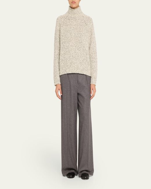 Vince White Textured Marl Turtleneck Sweater