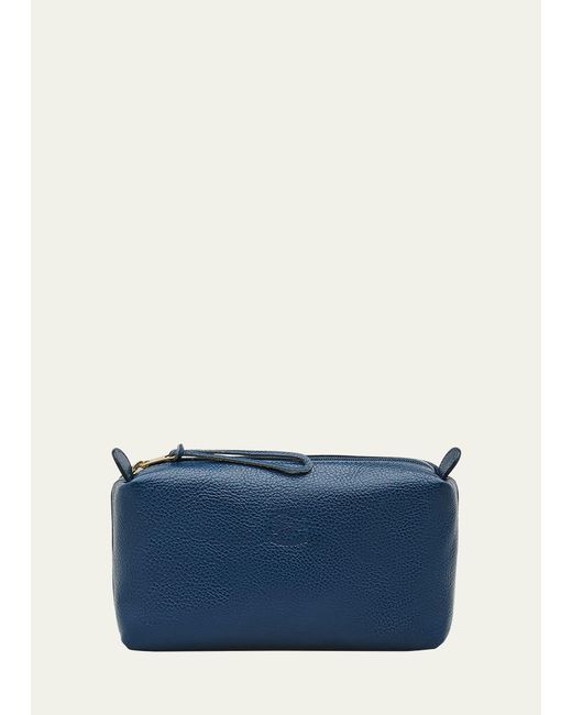 Il Bisonte Blue Classic Zip Leather Clutch Bag