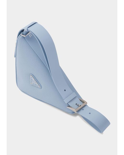 Prada Logo-Embossed Saffiano Leather Bag - Blue for Men
