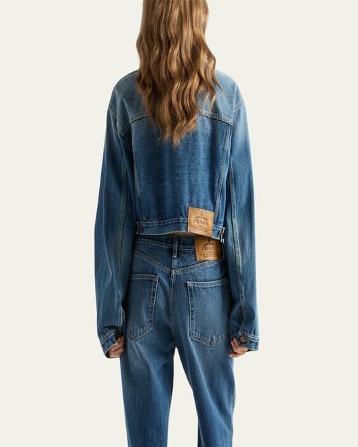 Prada Blue Boxy Denim Blouson Jacket