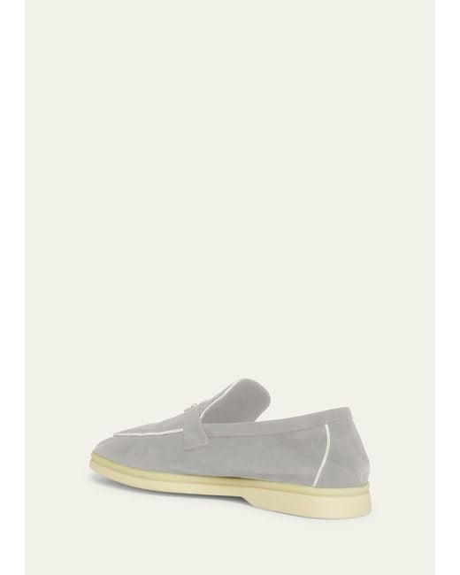Loro Piana White Summer Suede Charms Loafers