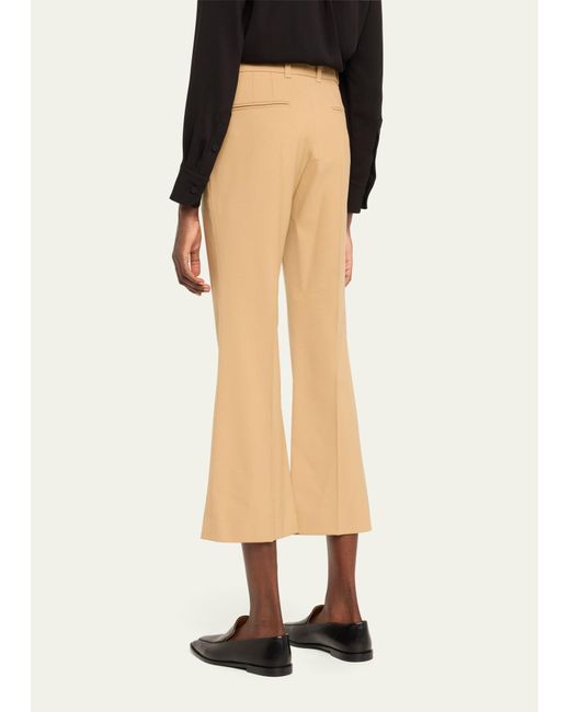 Chloé Natural Flare Stretch Wool Crop Trousers