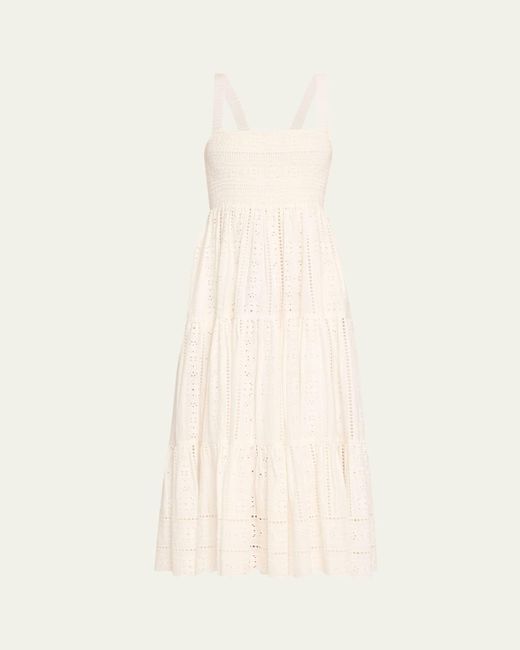 Cara Cara Natural Taormina Cotton Eyelet Square-Neck Midi Dress