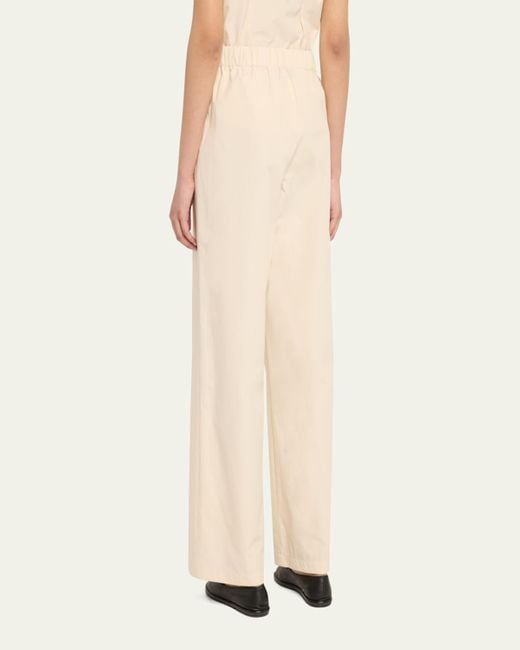Lafayette 148 New York Blue Riverside Wide-Leg Organic Cotton Poplin Pants