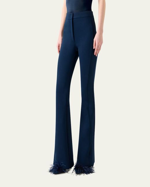Akris Blue Faris Side-Stripe Techno Neoprene Bootcut Pants