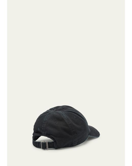 Saint Laurent Black Ysl Washed Denim Baseball Hat