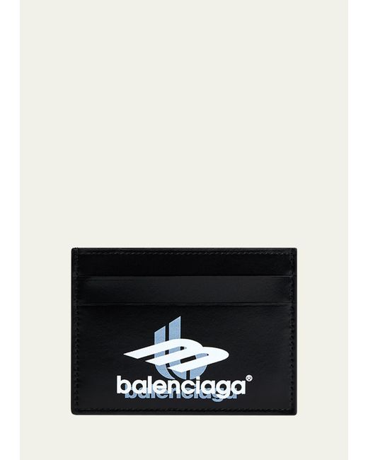 Balenciaga Black Sport Logo Leather Card Holder for men