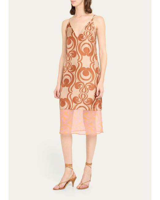 Dries Van Noten Pink Dantar Printed Silk Midi Dress