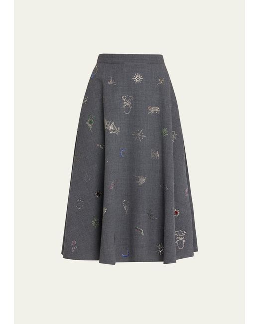 Libertine Gray Victorian Pins Embellished Midi Lady Skirt