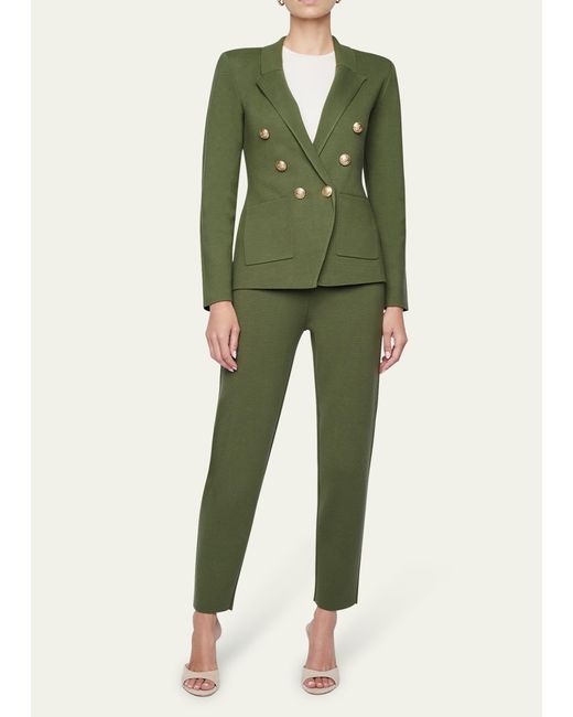 L'Agence Green Kenzie Knit Double-breasted Blazer
