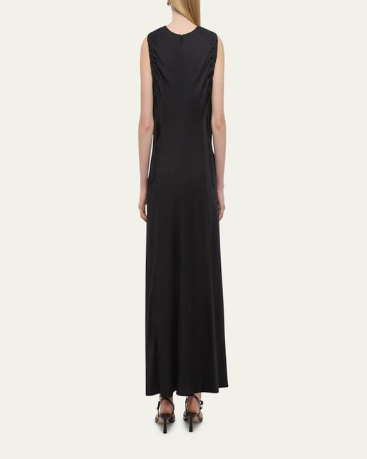 Helmut Lang Black Ruched Sleeveless Maxi Dress