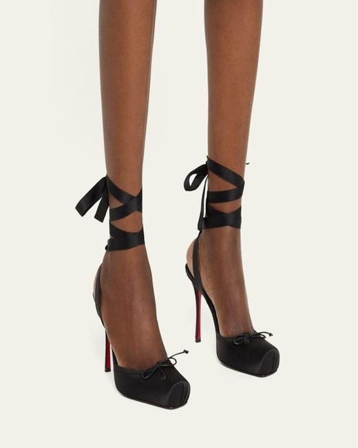 Christian Louboutin Women's Red Cassia Silk Ankle-Tie Sole