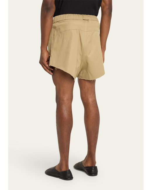 Random Identities Natural Cropped Twill Back-zip Shorts for men