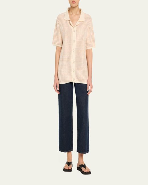 God's True Cashmere Natural Noble Short-Sleeve Cashmere Shirt