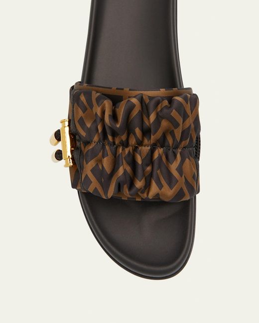 Fendi Logo Slide Sandals in Brown | Lyst display picture 2