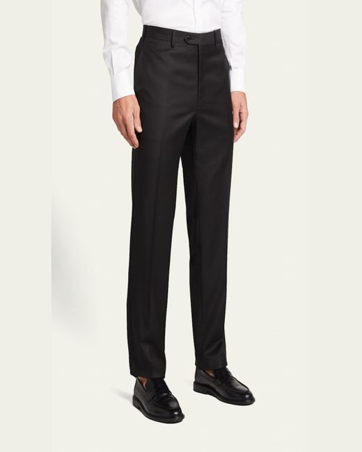 Brioni White Solid Wool Trousers for men
