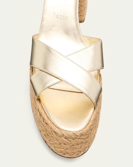 Christian Louboutin Natural Metallic Crisscross Sole Platform Sandals