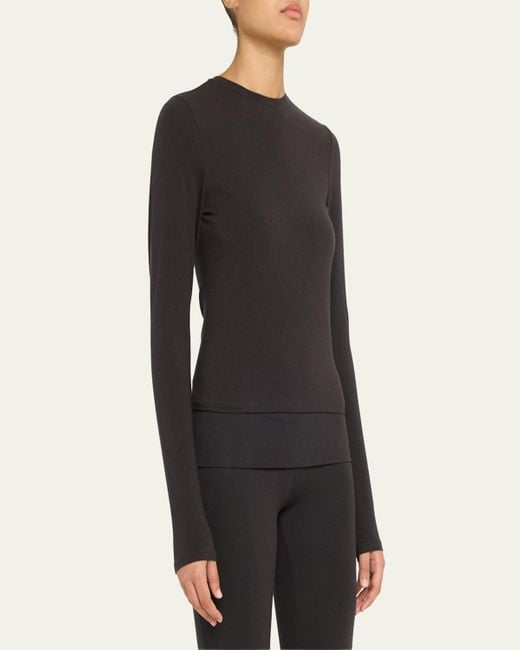 Skims Black Cotton Jersey Long-Sleeve Crewneck T-Shirt