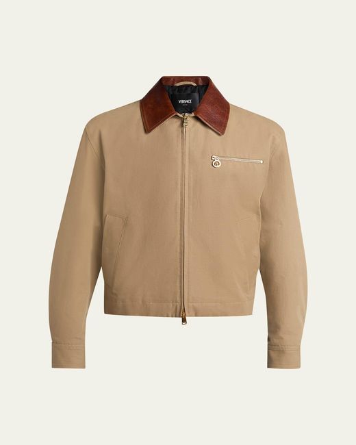Versace Natural Leather Collar Blouson Jacket for men