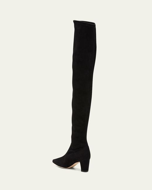 Manolo Blahnik Black Lupasca Suede Over-The-Knee Boots