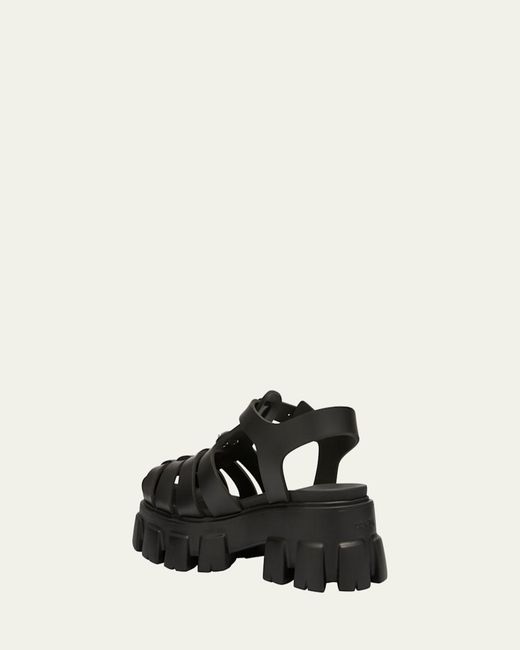 Prada Black Branded Rubber Sandals for men